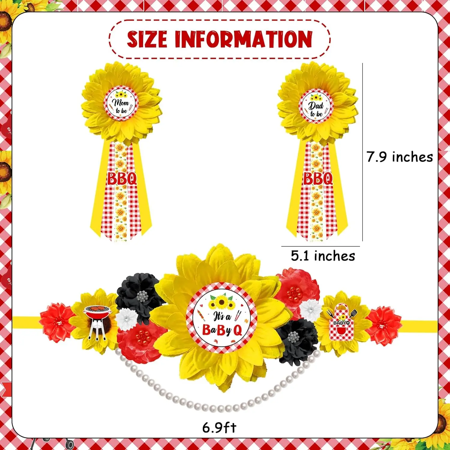 Барбекю детский душ пояс для беременных Цветочный Пояс живота и мамы корсажа