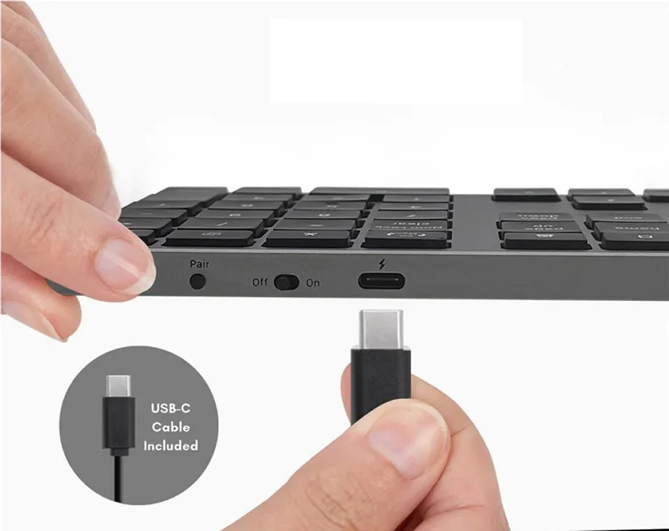 Фото 2,4 ГГц Беспроводная + Bluetooth цифровая клавиатура K35 с подзарядкой от USB C, цифровая клавиатура для IOS, Android, Windows №5