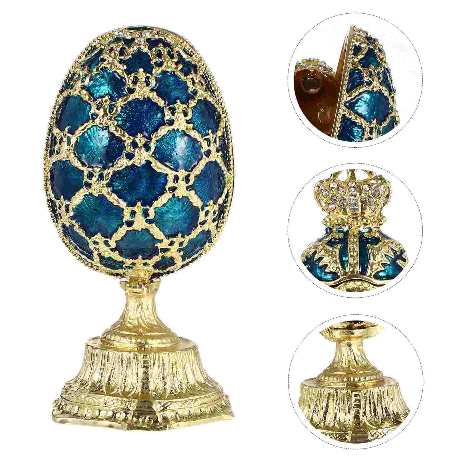 

Box Trinket Egg Eggs Jewelry Case Organizereaster Faberge Treasure Holder Ring Storage Metal Gift Ornament Fabregé Boxes