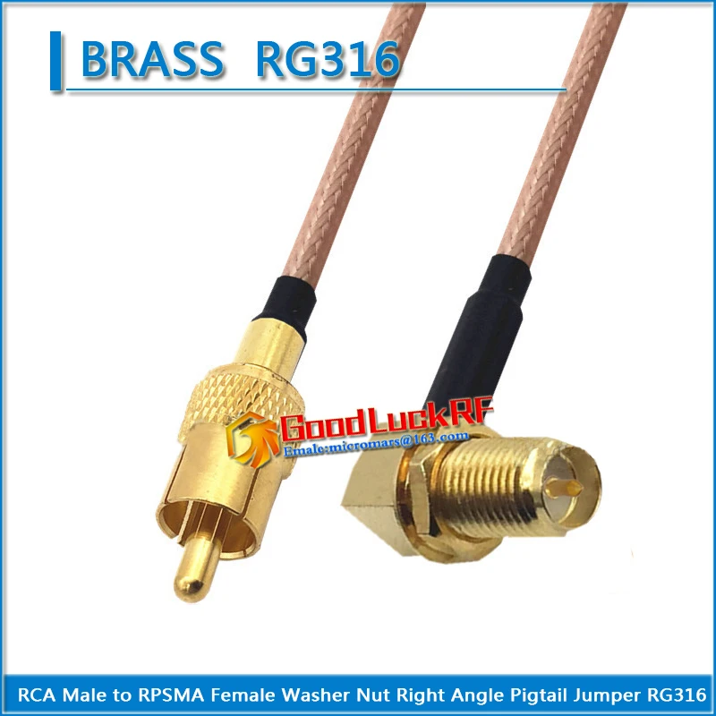 

1X Pcs RCA Male to RPSMA RP-SMA RP SMA Female Right Angle 90 Degree Washer nut Plug Pigtail Jumper RG316 Extend cable copper