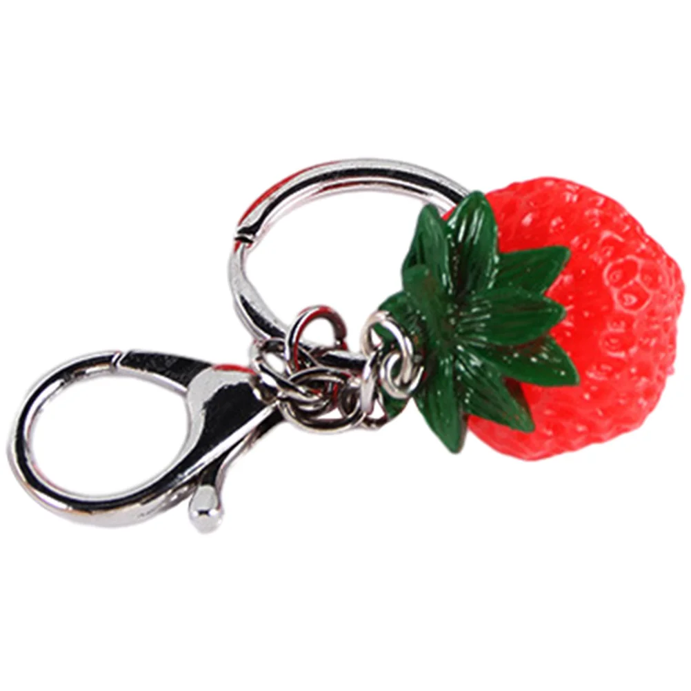 

Couples Gift Keychains Bag Model Imitation Strawberry Pendant Stainless Steel Backpack Food