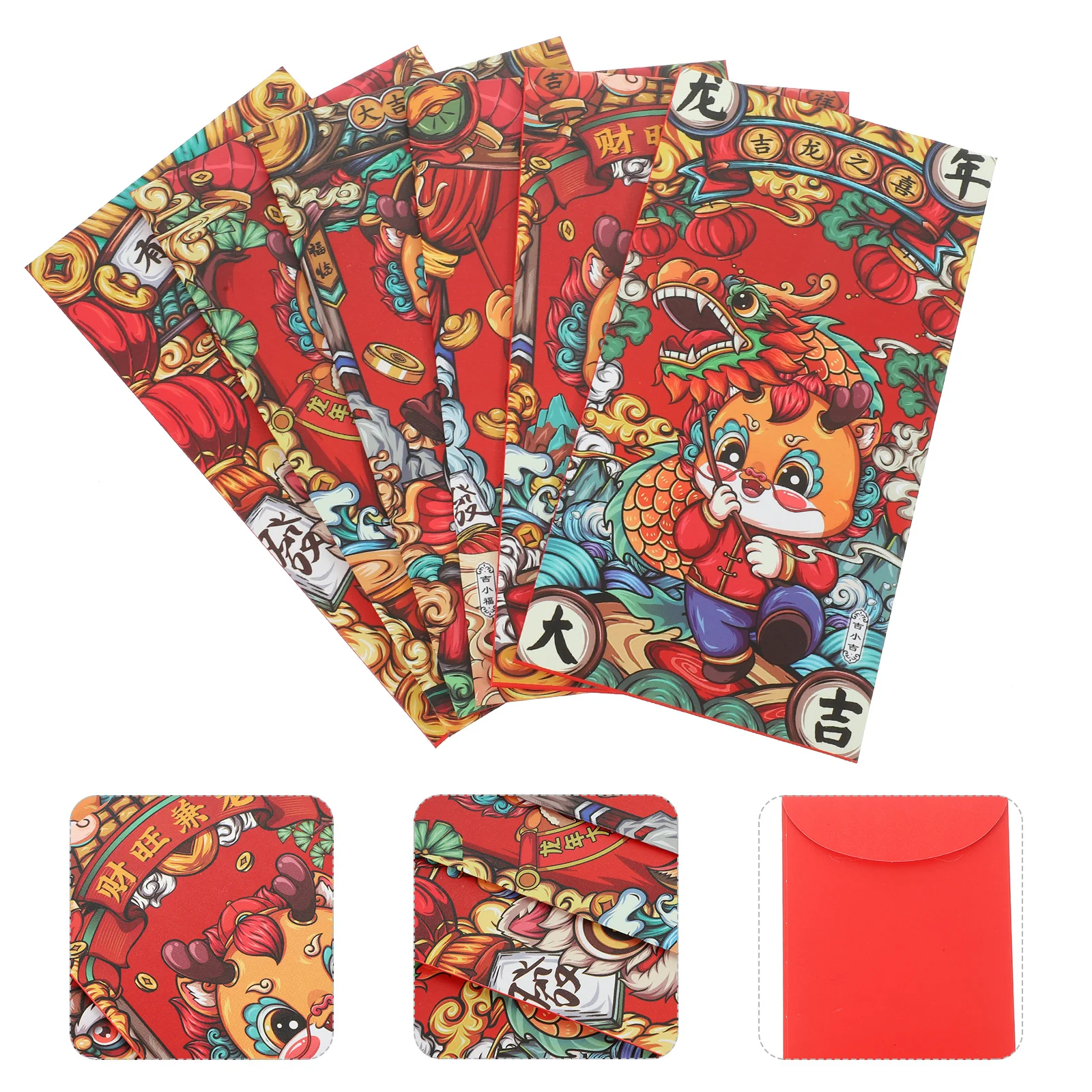 

6pcs Paper Red Envelope Year of Dragon New Year Red Envelope Spring Festival Envelopes