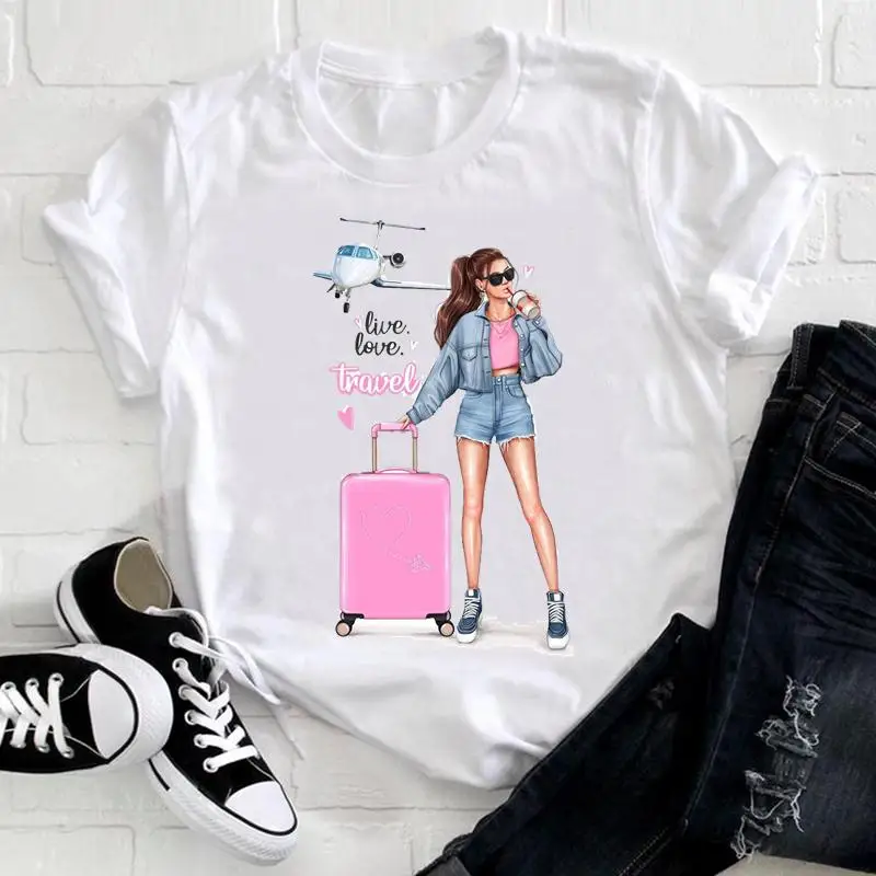 

Women Travel Watercolor New Style Lady Printing Short Sleeve Clothes T Tee Womens Fashion Tshirt For Female Top Graphic T-shirt