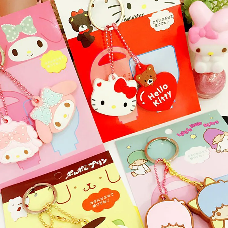 

2Pc/set Kuromi Mymelody Cinnamoroll Pompompurin Hello Kitty Sanrio Kawaii Cartoon Cute Keychain Anime Plush Toys for Girls Gift