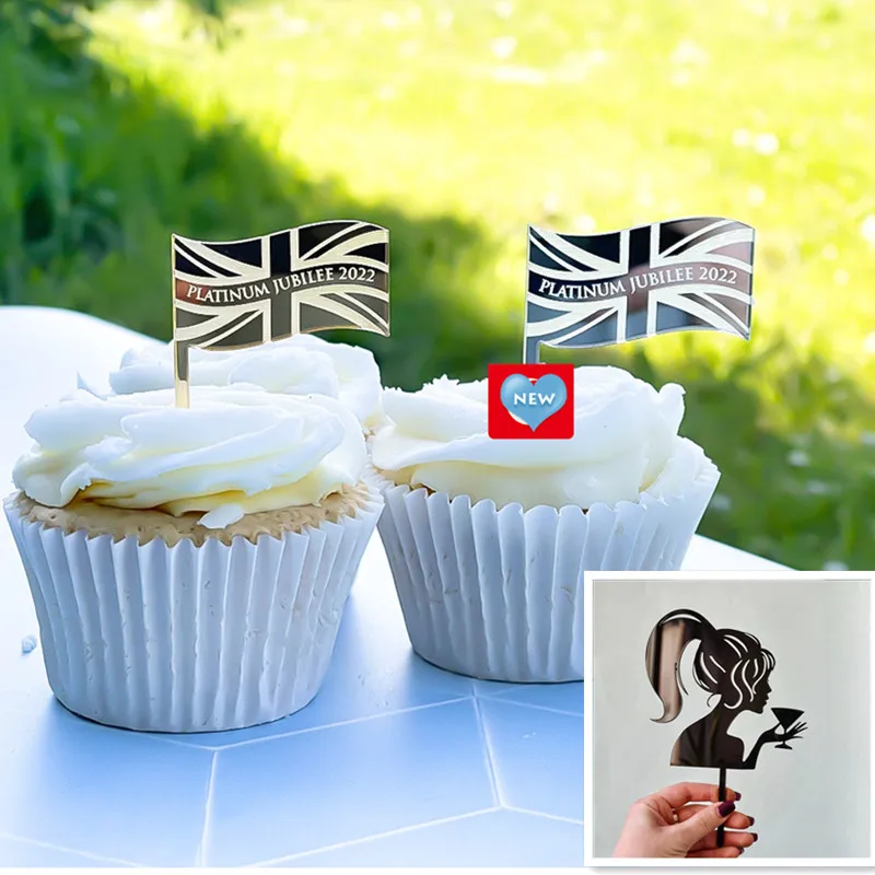 

Новый акриловый праздничный Топпер в виде Королевского 70-го дня рождения с золотым флагом на день рождения, украшение для кексов, праздничн...