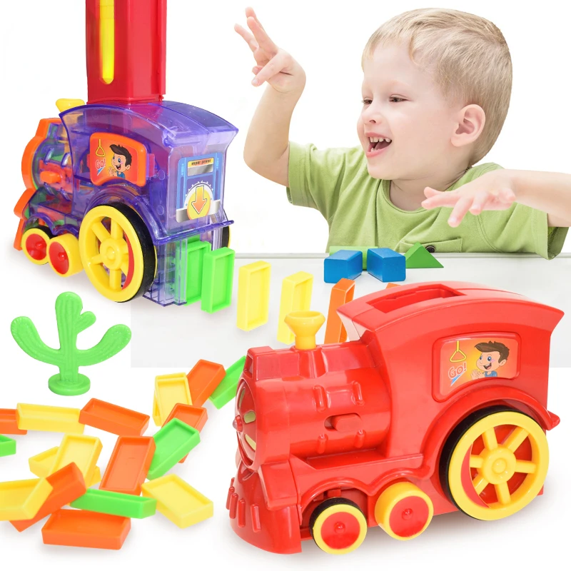 

DIY Toy Gift Kids Domino Train Car Set Sound Light Automatic Laying Domino Brick Colorful Dominoes Blocks Game WYW