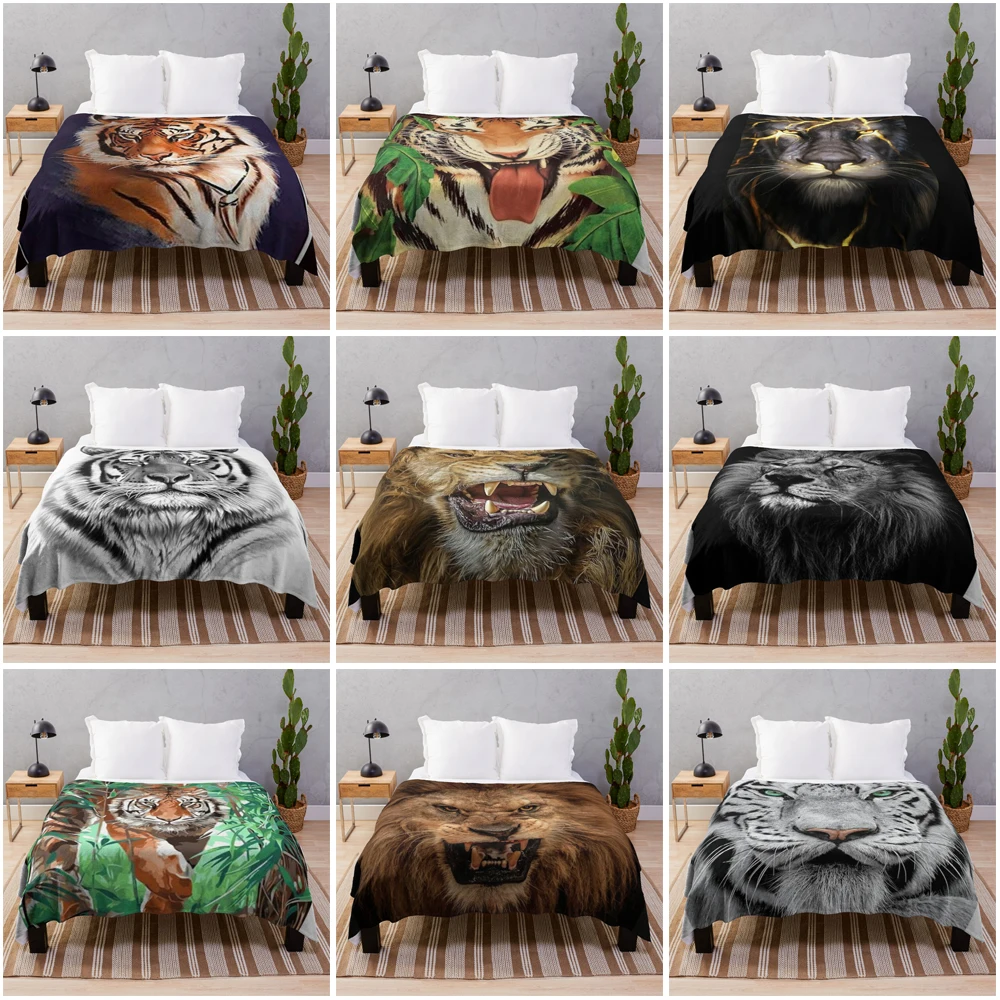 

Одеяло диванное флисовое, С Рисунком Тигра, животных, аниме