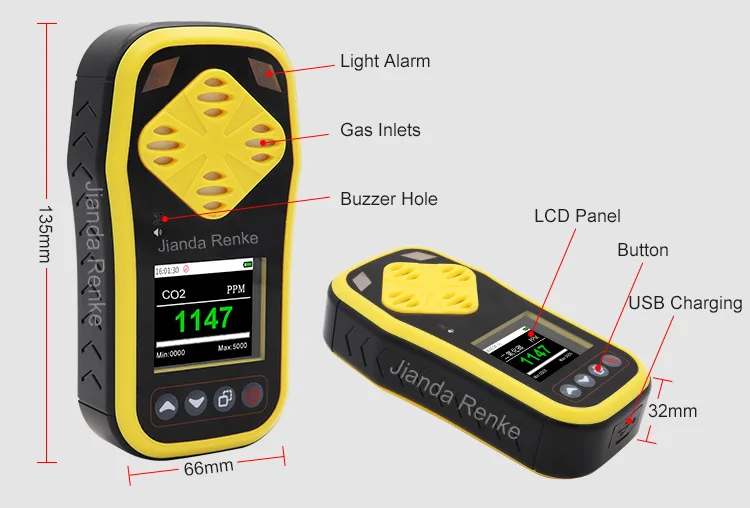 Portable Carbon Dioxide Meter Wireless Infrared co2 Leak Detector with A-l-a-r-m enlarge