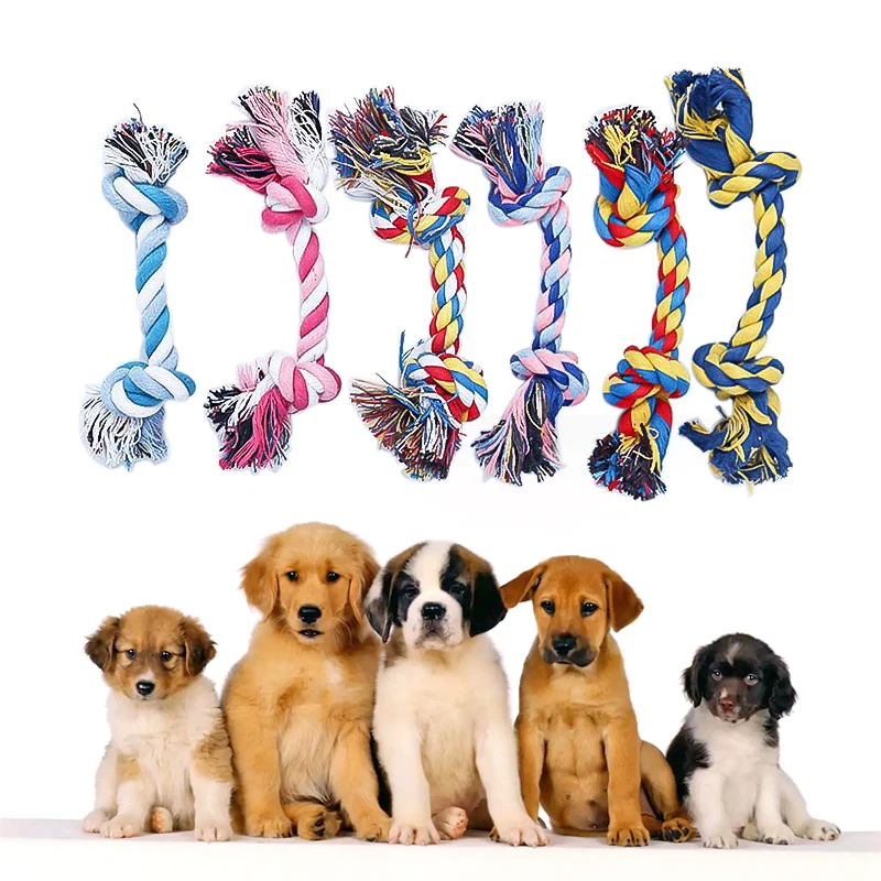 

Dog Toys Puppy Cotton Chew Rope Knot Toy Durable Braided Dog Cleaning Teeth Bone Rope Dog Training Supplies Juguetes Para Perro