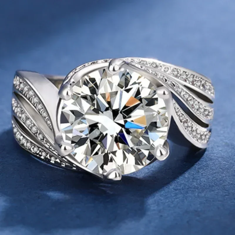 Кольца с цирконом роскошное 6-зубчатое кольцо муассанитом обручальное брендовое