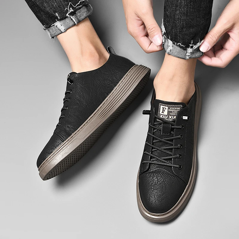 Hot Sale Men Leather Casual Shoes Classic Outdoor Lifestyle Waterproof Men's Shoes Large Size Male Walking Shoes Promotiom