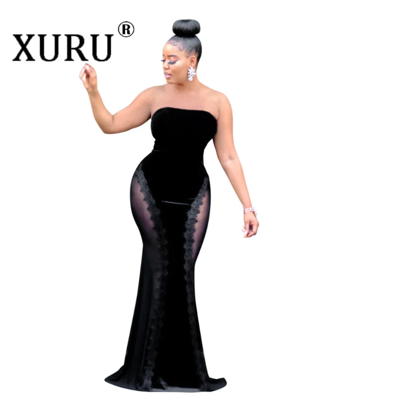 

Новое Женское бархатное платье-Бюстгальтер xulu, сексуальное Сетчатое кружевное платье в стиле пэчворк из полиэстера, черное платье для ночного клуба Вечерние