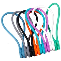 8pcs magnetic cable tie clip cable tie silicone reusable cable tie for cable earphone cable charging cable 8 colors