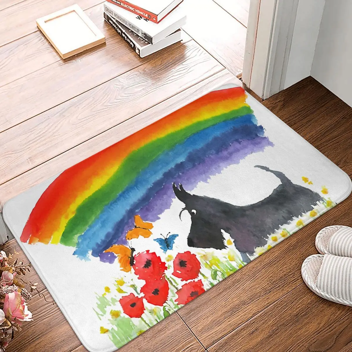 

Butterfly Butterflies Bathroom Non-Slip Carpet Scottie Dog Rainbow Bedroom Mat Welcome Doormat Floor Decor Rug