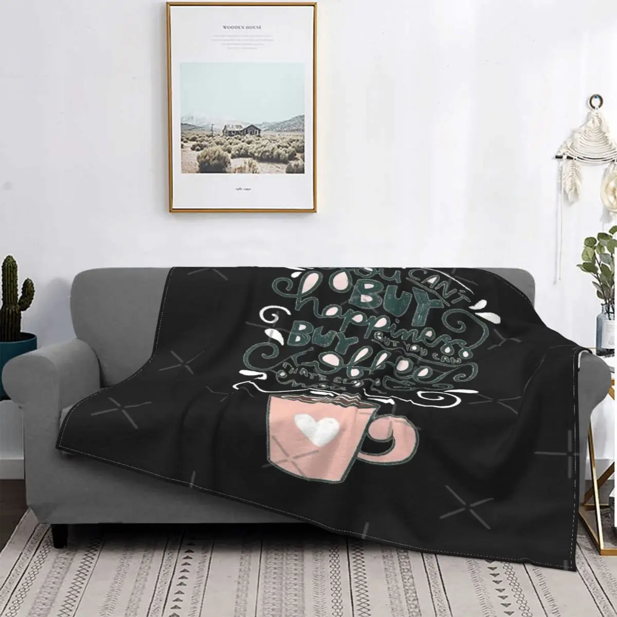 

You Can'T Buy Happines But manta colcha cama a cuadros manta de lino a cuadros Sudadera con capucha manta de cama de algodón