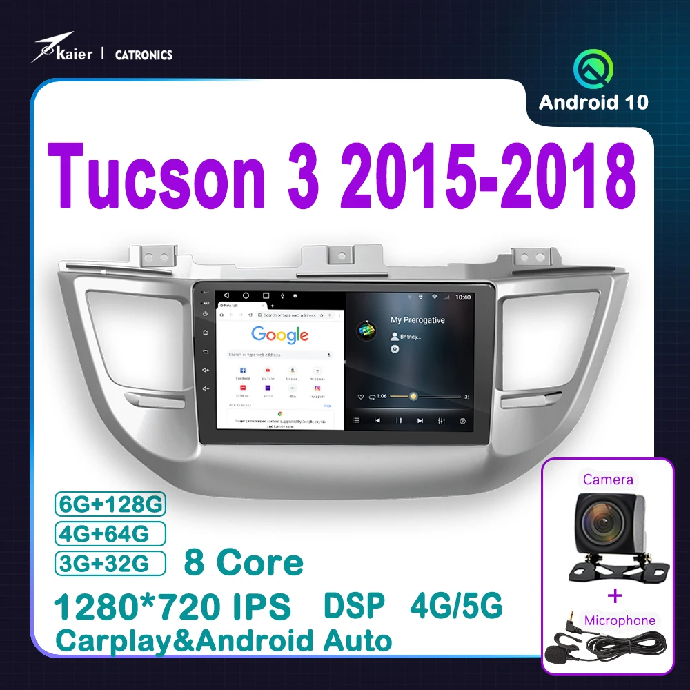 

Kaier for Tucson 3 2015 - 2018 OCTA CORE Android 10 Car DVD Stereo Infotainment Radio Multimedia DSP GPS Carplay Video Player