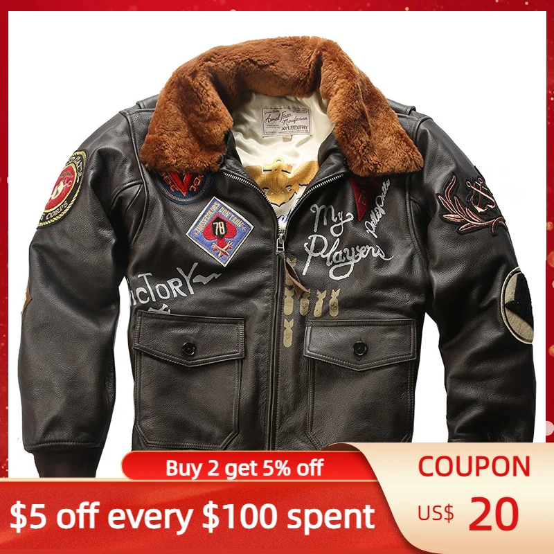 

Мужская кожаная куртка-пилот в стиле милитари