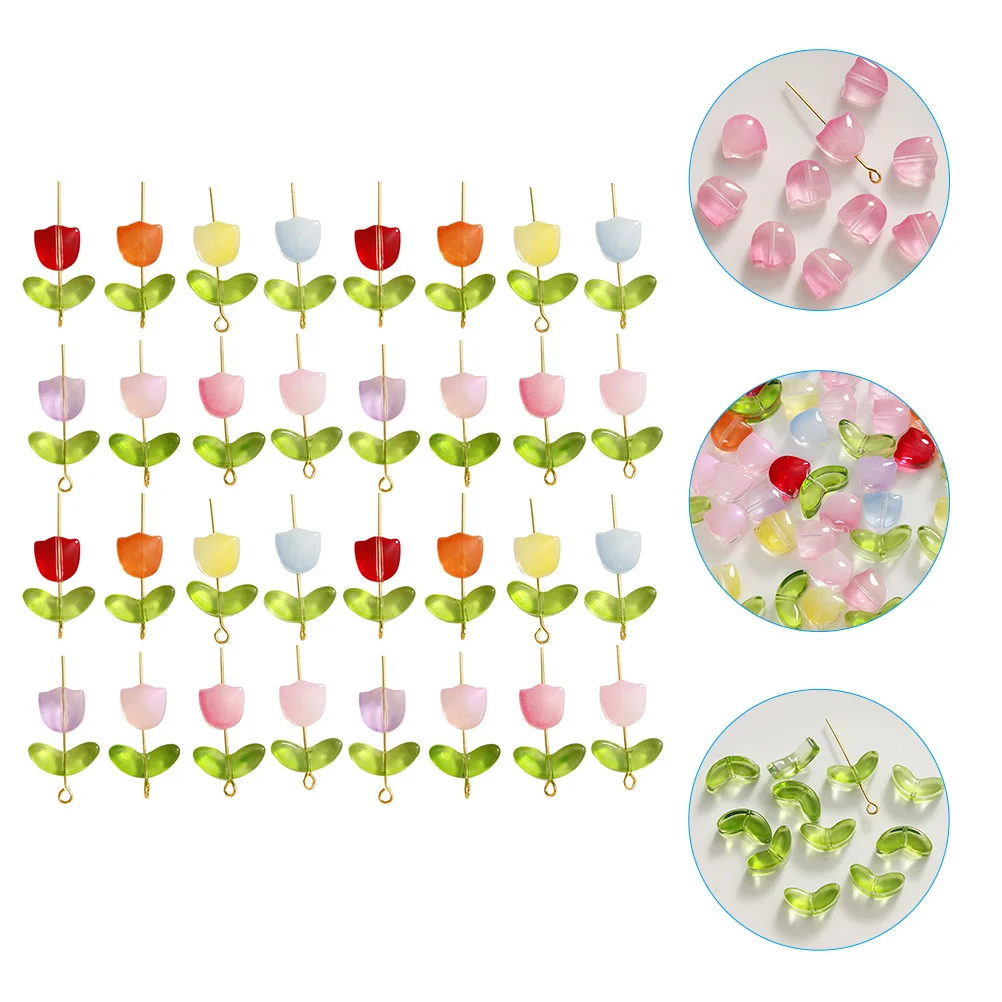 

1 Set of Glass Delicate Tulip DIY Crafts Accessories Glass Beads for Jewelry Making
