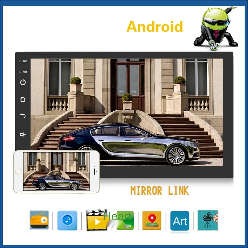 

7 Inch Universal Front Panel:178mm*102mm Android 8.1 Car Radio Stereo Audio Stereo Radio WIFI RDS GPS BT Car GPS Navigation