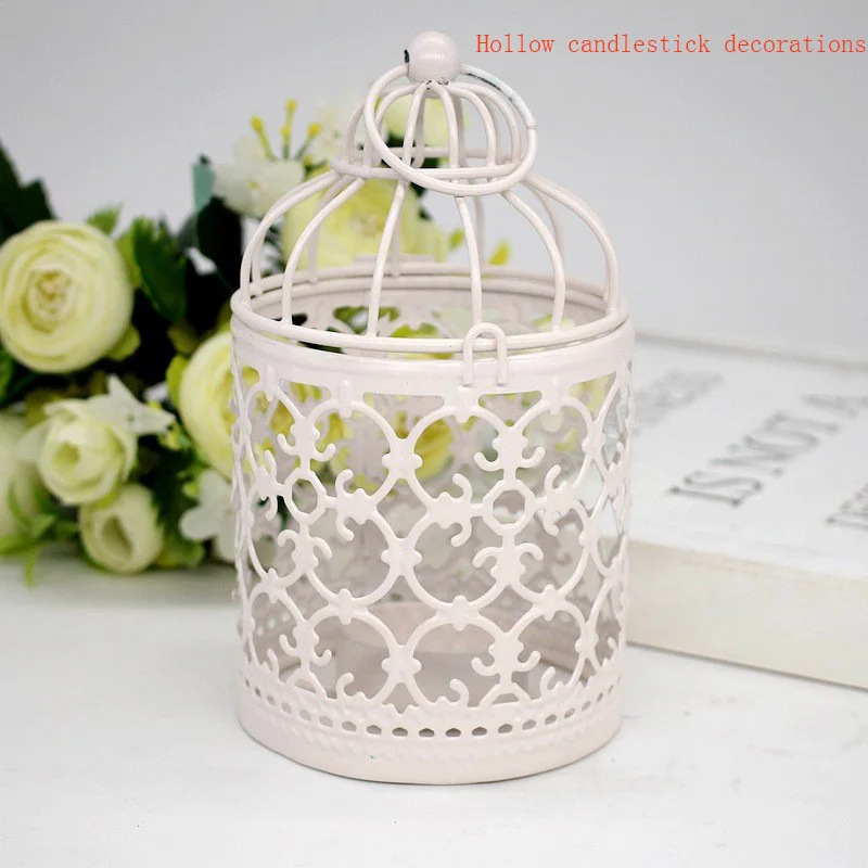 

Iron Home Hollowed Out Candlestick, Iron Candlestick Decoration, Bird Cage Home European Light Luxury Gold Candlestick, Iron