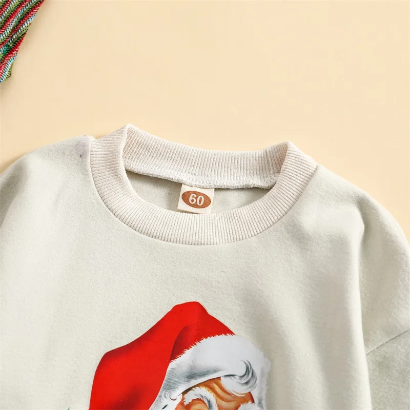 

Рождественский Комбинезон для маленьких девочек и мальчиков, комбинезоны с круглым вырезом и длинным рукавом с принтом Санта, осенне-зимние повседневные Комбинезоны