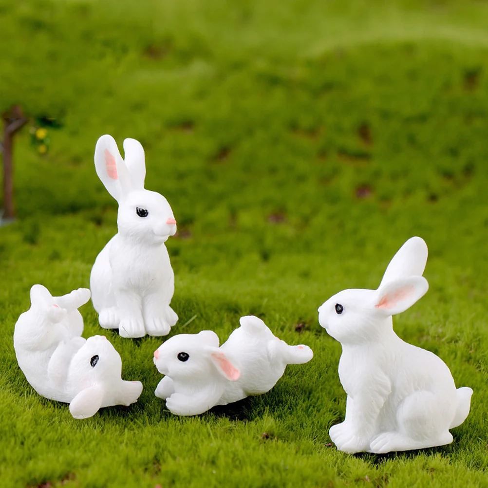 

Rabbit Figurines Resin Animal Bunny Miniature Bonsai Ornament Animals Figures Farm Craft Garden Decor Decorations Toppers Cake