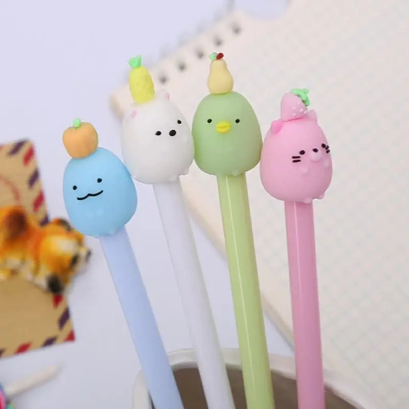 

1Pc 0.5mm Kawaii Lovely Cartoon Gel Pen Ballpoint Pen Student Signature Creative Fruit Party Stationery School Supplies
