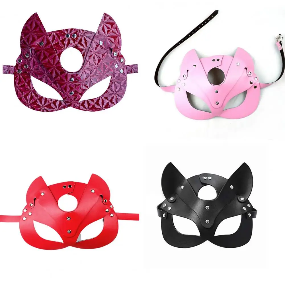 

Fox FaceCover Delicate Waterproof Folding Cosplay Prop Faux Leather Mask Halloween Party Role Play Half Face Fox Eye Cover