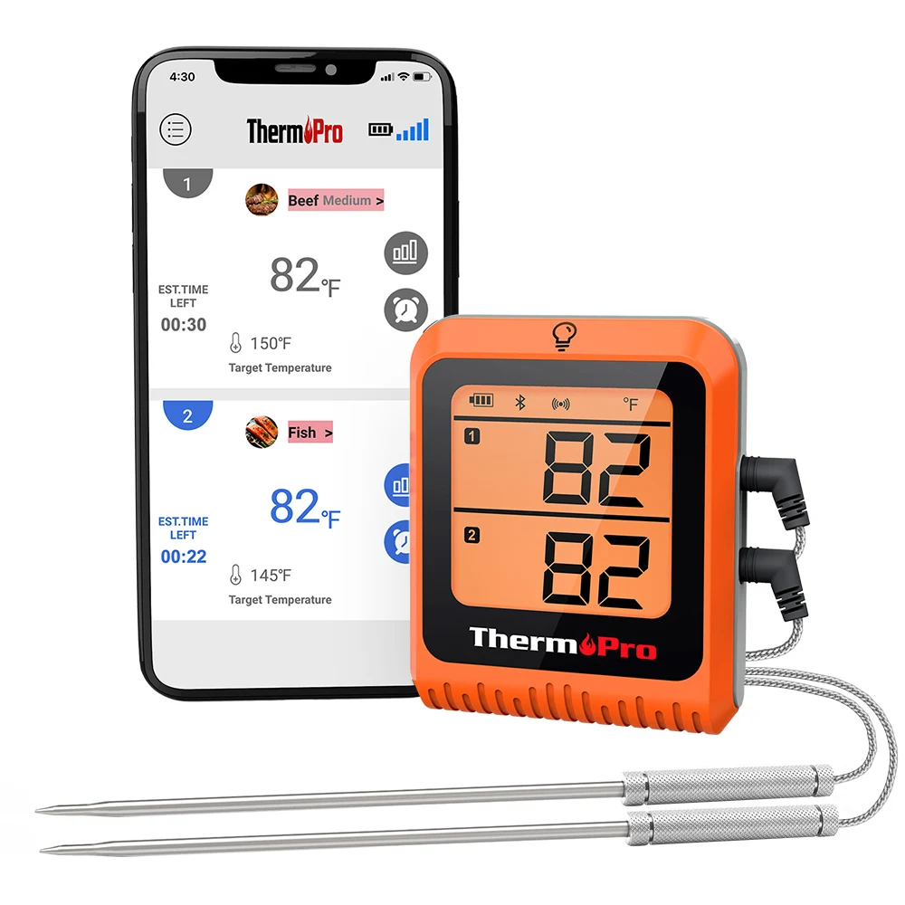 ThermoPro TP920 Bluetooth-connected Phone APP Wireless 150M Dual Probes Backlight Digital Cooking Kitchen Oven Meat Thermometer