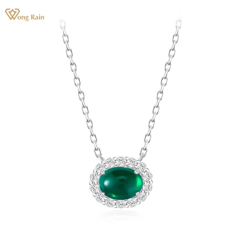 

Wong Rain Vintage 100% 925 Sterling Silver Oval 2.2CT Emerald Ruby Sapphire Gemstone Women Necklace Pendant Jewelry Wholesale