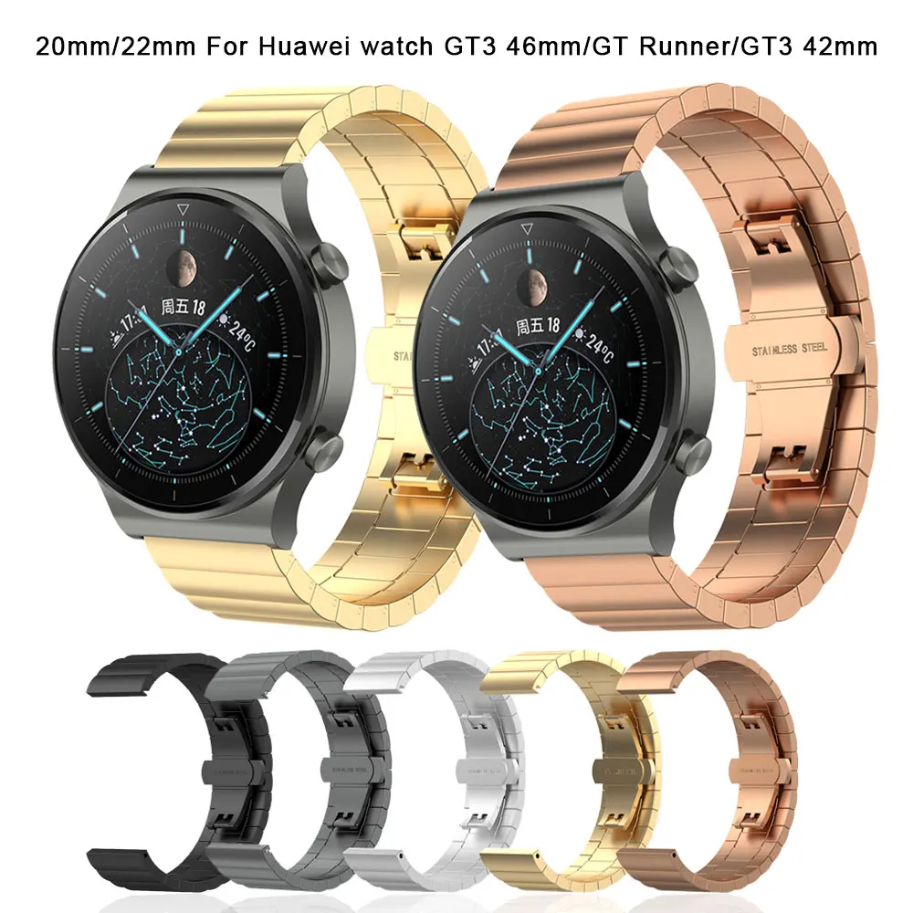 20mm 22mm Stainless Steel Metal Strap For Garmin Vivoactive 3 4 Band Watch For Forerunner 645 645 vivomove HR Bracelet Watchband