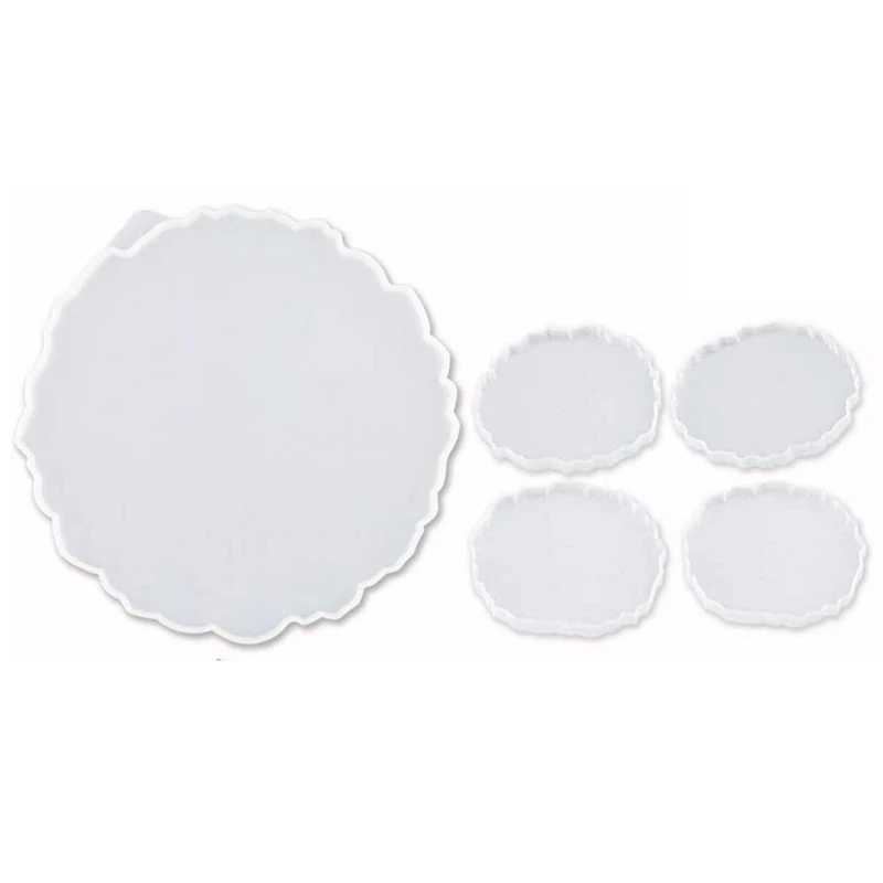 

Silicone Resin Molds, 1 Pcs Large Resin Tray Mold + 4 Pcs Coaster Molds, Tray Molds, Tray And Coaster Epoxy Molds Set