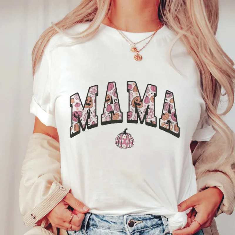 

Harajuku leisure 90s T- Halloween cartoon fun Mama T-'s fashion short sleeve women's printed T-shirt.
