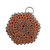 cast iron skillet cleaner chainmail scrubber with silicone insert chain pot brush net for skillet wok pan dishwasher safe