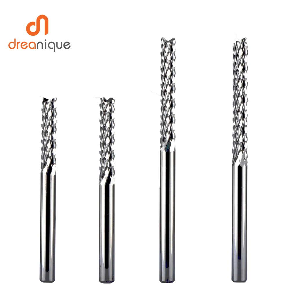 Фото Dreanique 1 шт. твердосплавные фрезы для кукурузы 3,1 мм, 4 мм, 6 мм, 8 мм, концевые фрезы для дерева, печатные платы, фрезерные инструменты из углеродного волокна №5