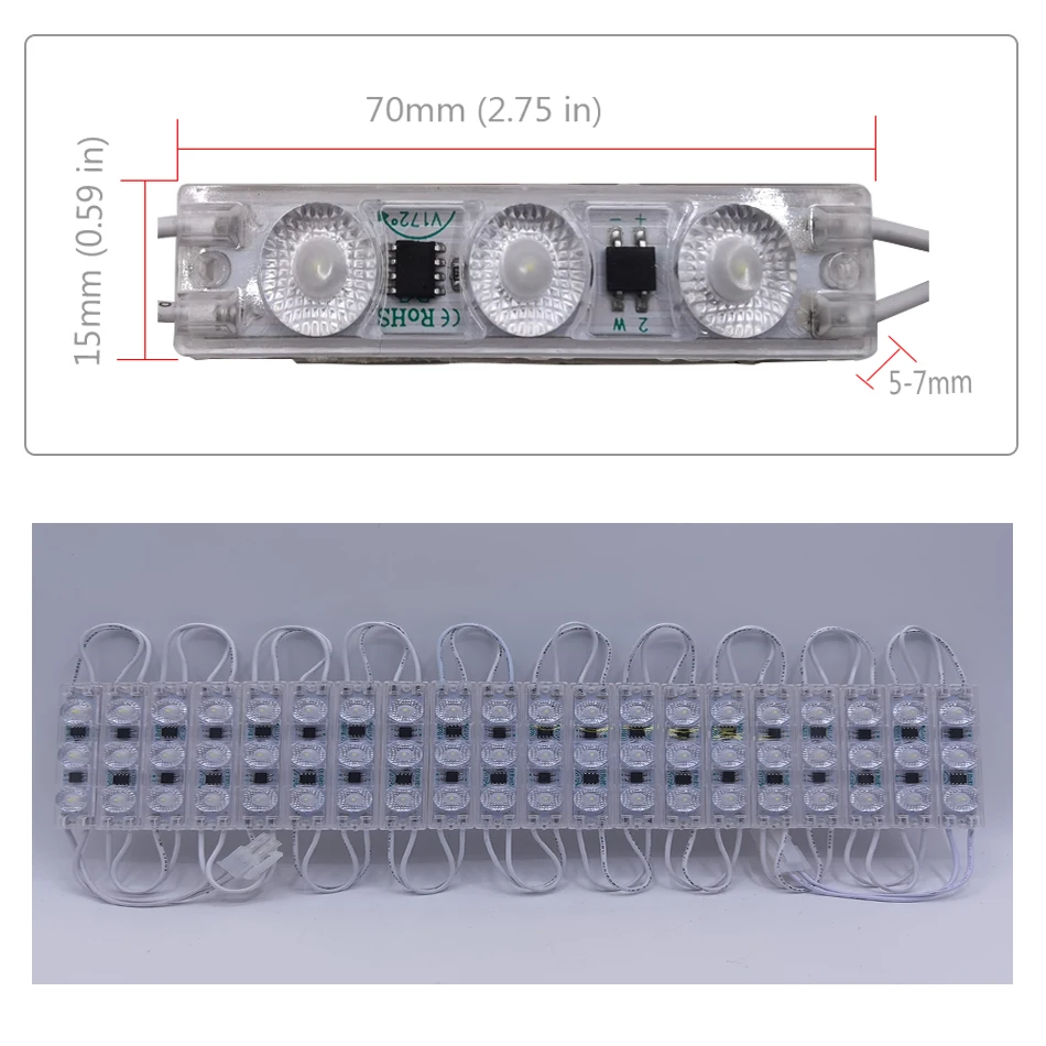 220 В 2835 2 Вт 3 светодиода с ультразвуковым уплотнением светодиодный светильник вой