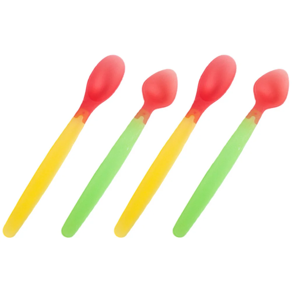 

2 Sets Baby Warm Spoon Feeding Spoons Silicone Infant Supplies Temperature Toddler