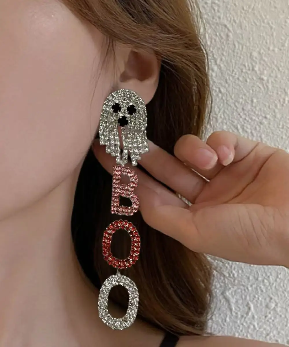 Новые кристаллы красочные серьги-капли с большими буквами BOO для женщин подарок