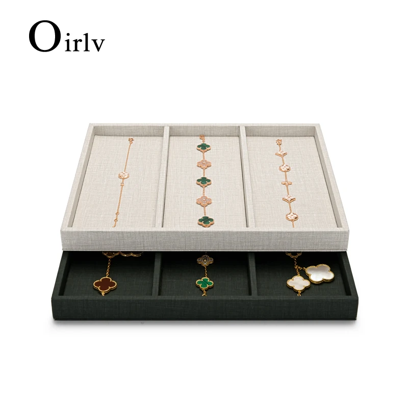 Oirlv PU Leather 3 Grid Necklace bracelet Display Tary 25*20*2.5CM Multi-Directional Jewelry Counter Display Stand Jewelry Props