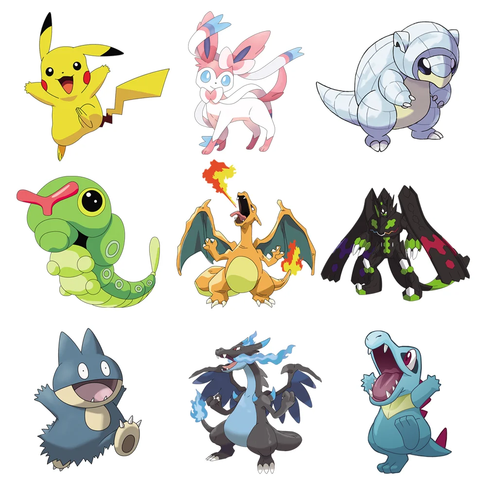

Transfers for Clothing Patches T-shirt DIY Anime Appliques for Clothes Custom Patch Tops Pikachu Stickers Iron-on