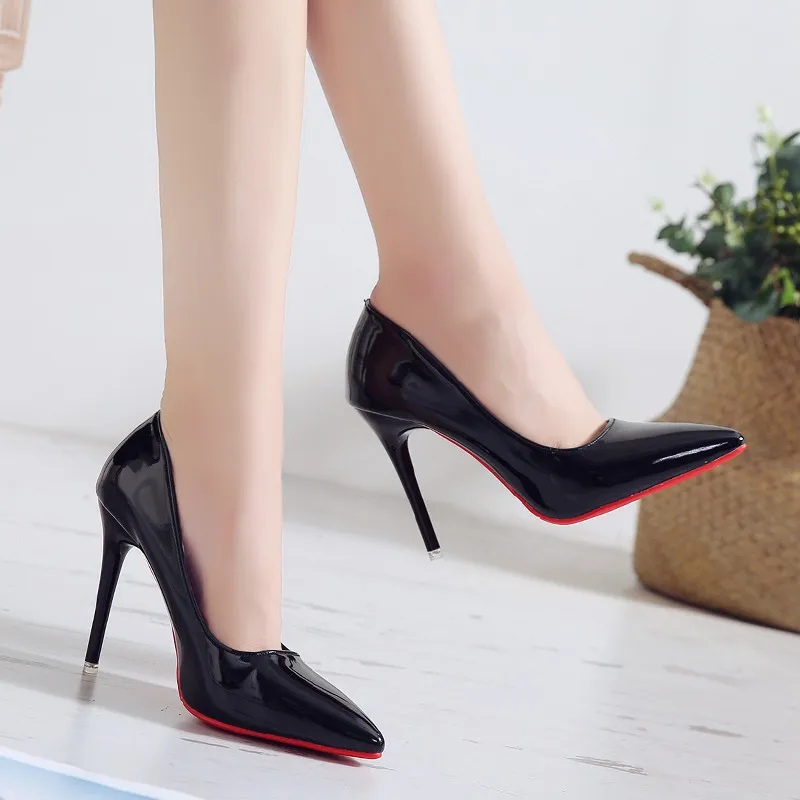 Women Shoes Red Sole High Heels Sexy Pointed Toe Pumps Wedding Dress Shoes Nude Black Color Red Rubber Bottom High Heels Shoes