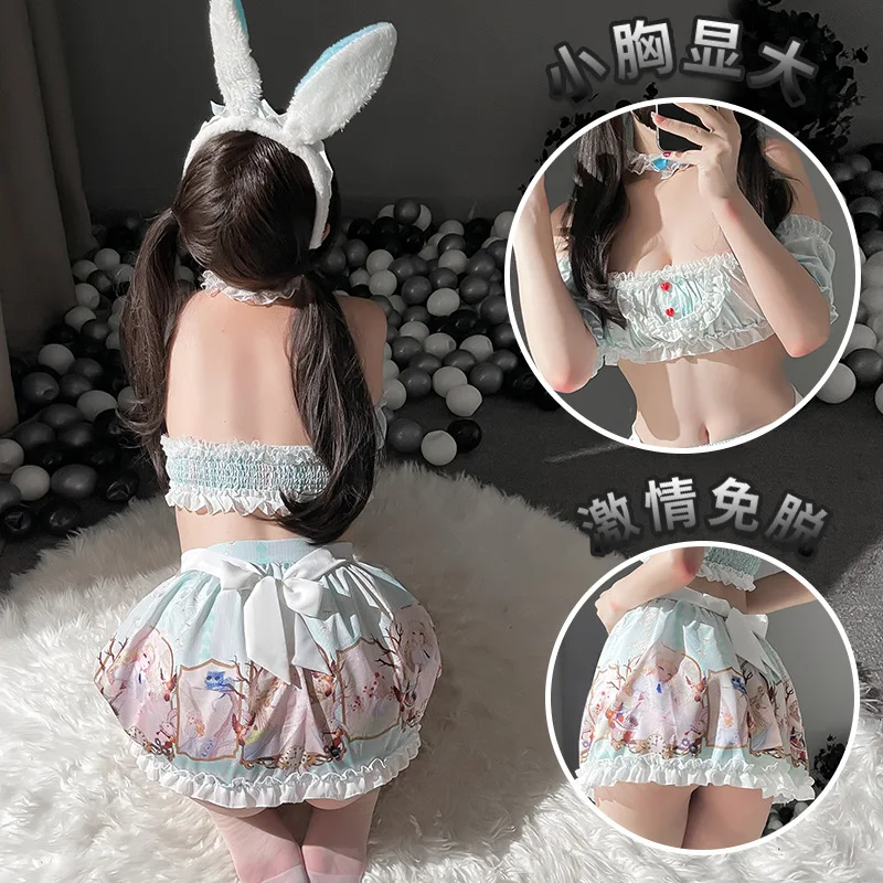 

Эротическое нижнее белье, сексуальная униформа служанки с разрезом и принтом кролика, адулоты, экзотическое соблазнение, перспектива, косп...