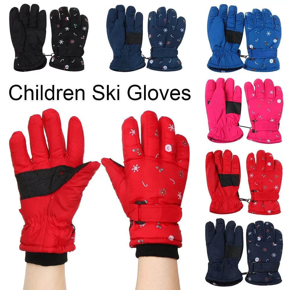 

Free shipping Winter Children Kids Windproof Ski Gloves Long-sleeved Mitten Snow Waterproof Snowboard Thicken Warm Mitten For 8-