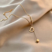 45cm titanium golden jewelry zircon letter d necklace stainless steel choker for women birthday gift new 2022