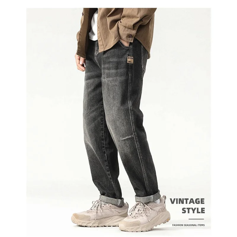 Men Clothing Straight Loose Cylinder Jeans Versatile Comfortable Black Harun Large Trousers Women 2022 Autumn and Winter New