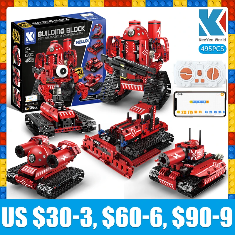 KeeYee World K96135 KAIYU технический Интеллектуальный робот приложение дистанционное управление строительные блоки кирпичи Программирование USB подарочные наборы игрушки
