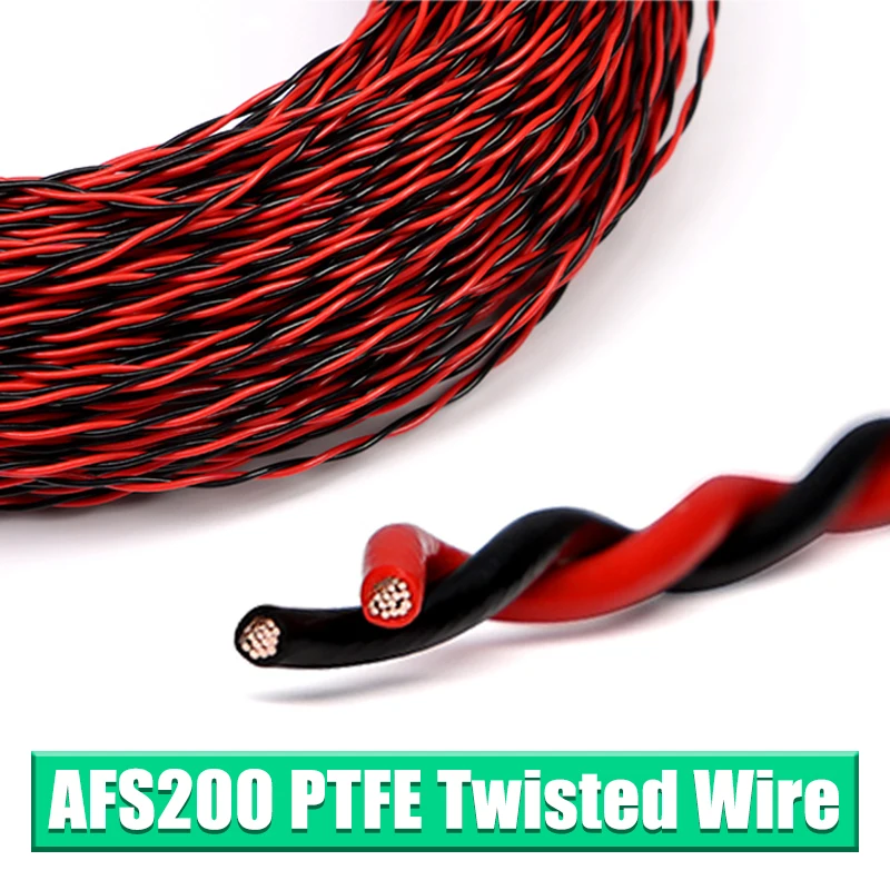 1/2/5/8/10/15/20M FEP PTFE Wire AFS200 Twisted Pair 2pins Cable 26/25/24/22/20/18/17/15/13AWG Tinned Copper Electronic