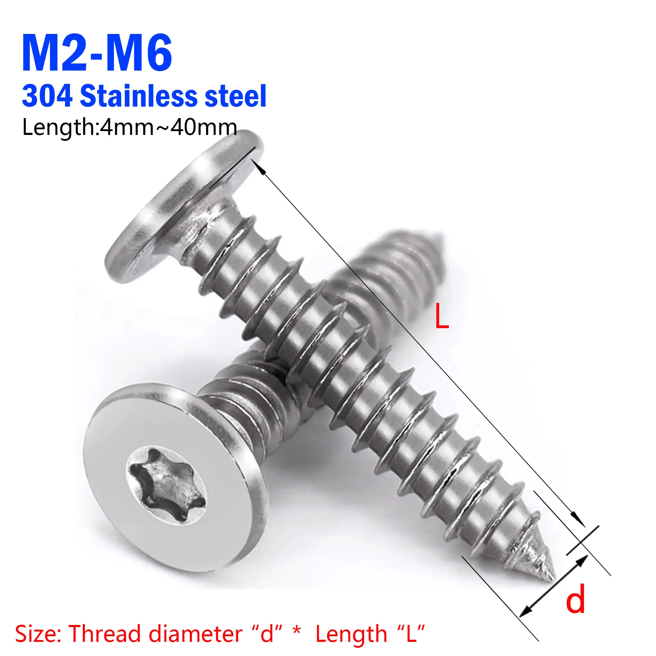 

Ультратонкие саморезы по дереву Torx из нержавеющей стали 304 М2-М5