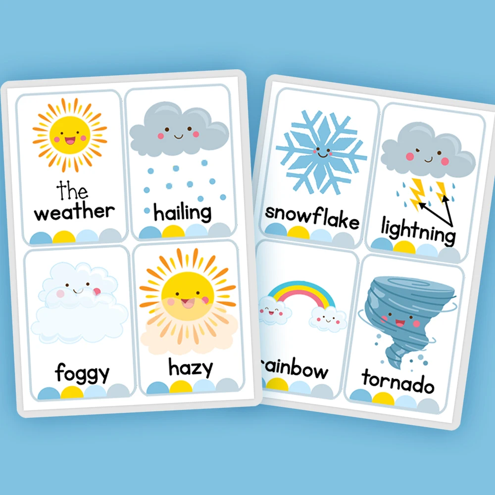 

5Pcs A4 Weather Waterproof Educational School Posters Baby Learning English Word Cards Teacher Classroom Supplies Decoration