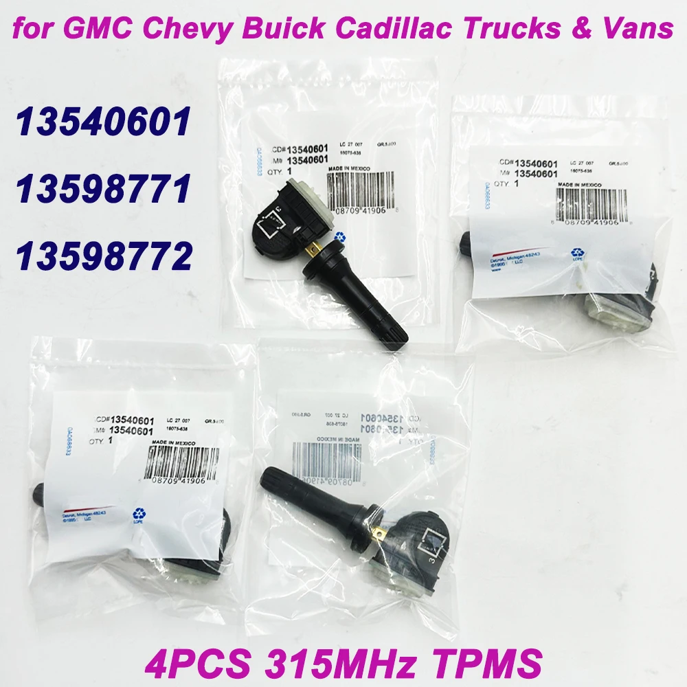 Датчик давления в шинах TPMS 4 шт. 13540601 13598772 315 МГц для Cadillac ATS CTS Chevrolet Equinox Silverado GMC Sierra